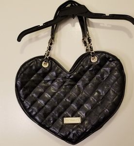 RARE Betsey Johnson quilted heart shaped purse